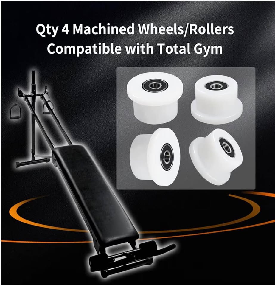 Qty 4 Machined Wheels/Rollers Compatible with Total Gym