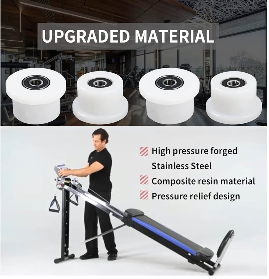 Qty 4 Machined Wheels/Rollers Compatible with Total Gym