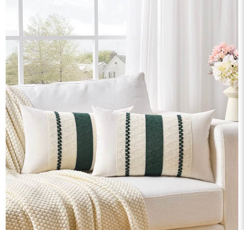 Set of 2 Boho Textured Lumbar Pillow Covers