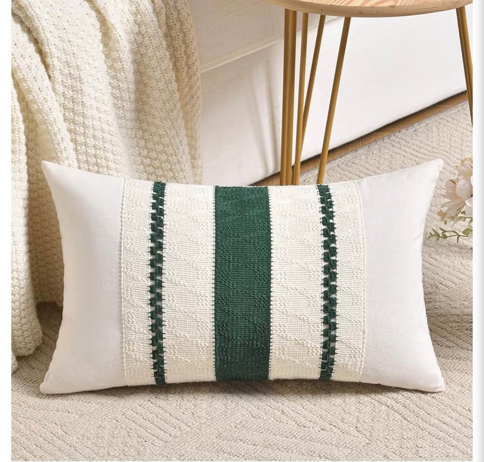 Set of 2 Boho Textured Lumbar Pillow Covers