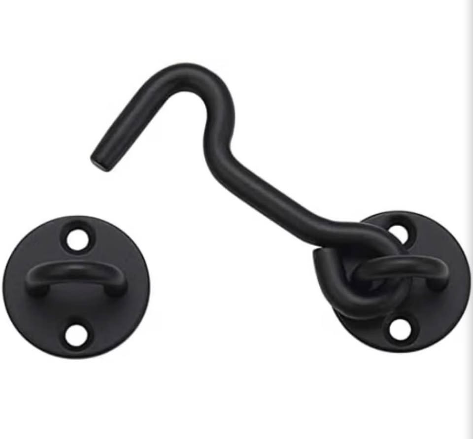 Raswik 4” Privacy Hook and Eye Latch Easy Lock for Barn Door, Black