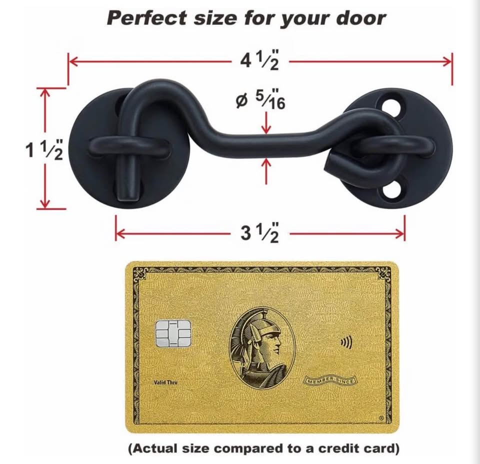 Raswik 4” Privacy Hook and Eye Latch Easy Lock for Barn Door, Black