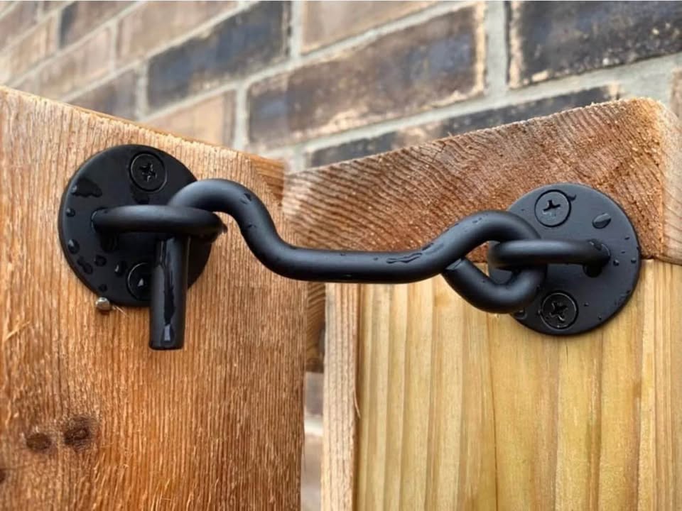 Raswik 4” Privacy Hook and Eye Latch Easy Lock for Barn Door, Black