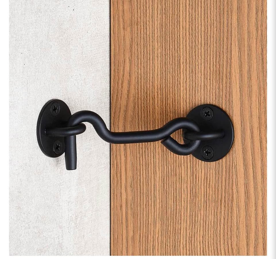 Raswik 4” Privacy Hook and Eye Latch Easy Lock for Barn Door, Black