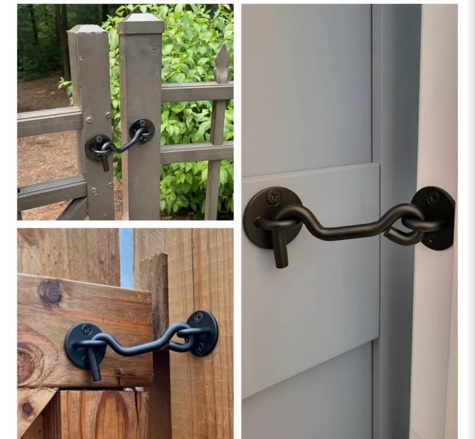 Raswik 4” Privacy Hook and Eye Latch Easy Lock for Barn Door, Black