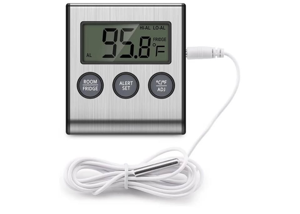 Refrigerator Thermometer, Freezer Thermometer with External Probe, Digital Fridg
