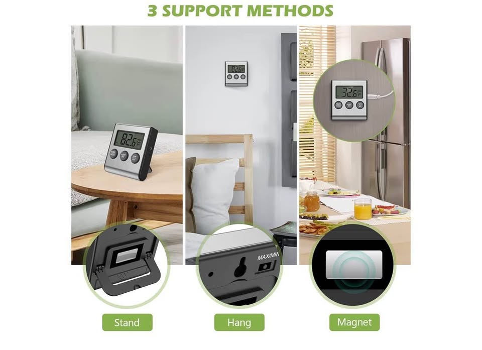 Refrigerator Thermometer, Freezer Thermometer with External Probe, Digital Fridg