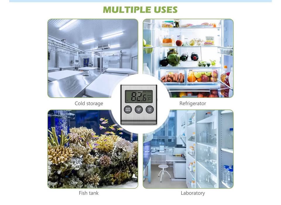 Refrigerator Thermometer, Freezer Thermometer with External Probe, Digital Fridg