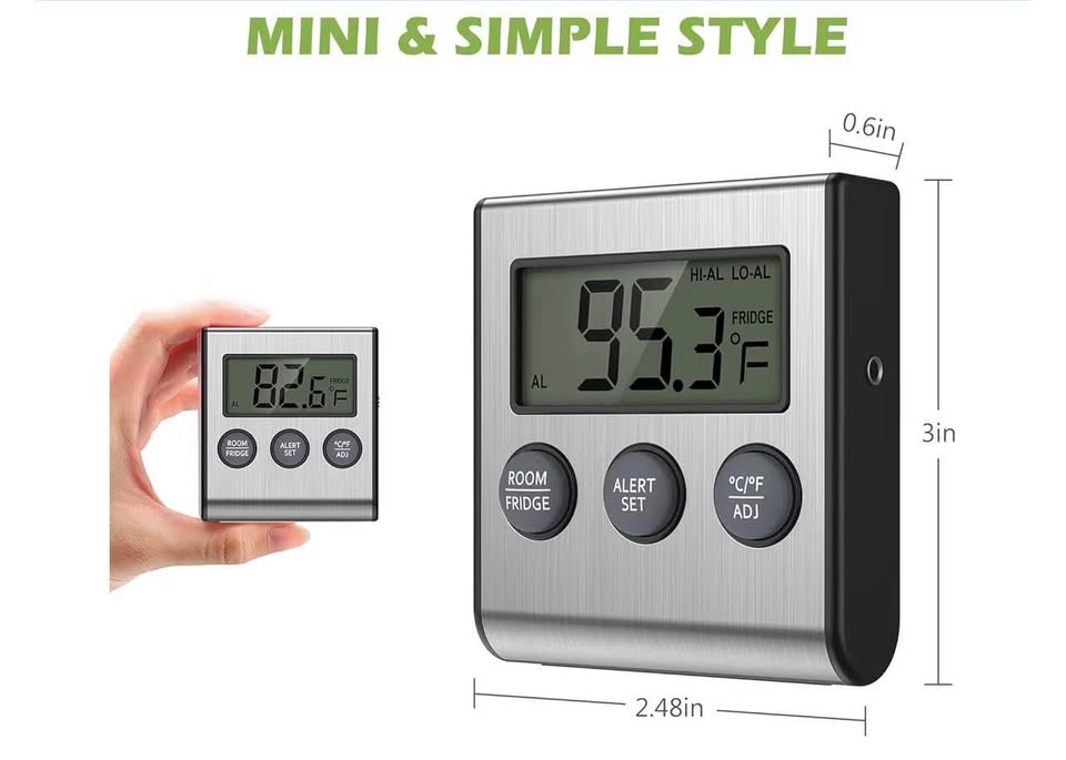 Refrigerator Thermometer, Freezer Thermometer with External Probe, Digital Fridg