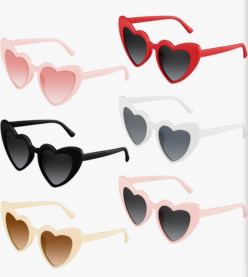 4 pack Heart Shaped Sunglasses Multi-Color Set