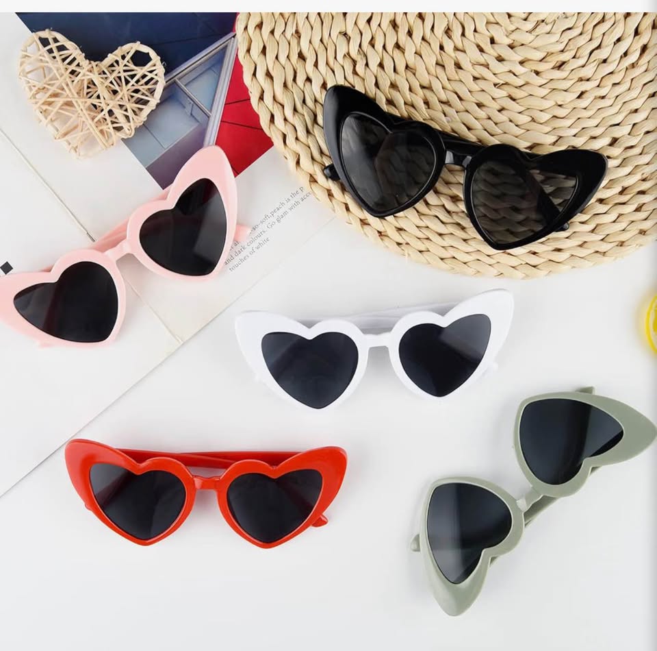 4 pack Heart Shaped Sunglasses Multi-Color Set
