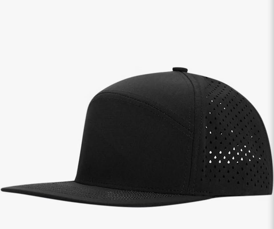 Black Waterproof Perforated Performance Snapback Hat
