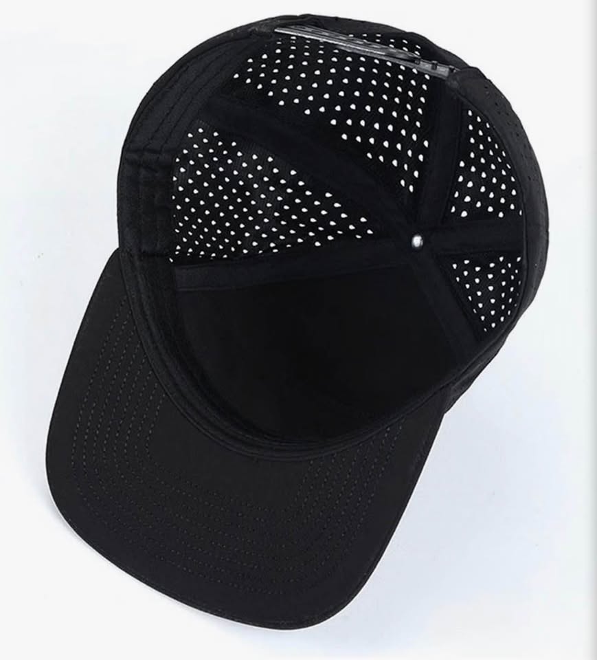 Black Waterproof Perforated Performance Snapback Hat