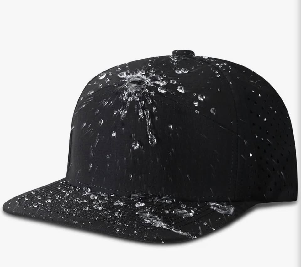 Black Waterproof Perforated Performance Snapback Hat