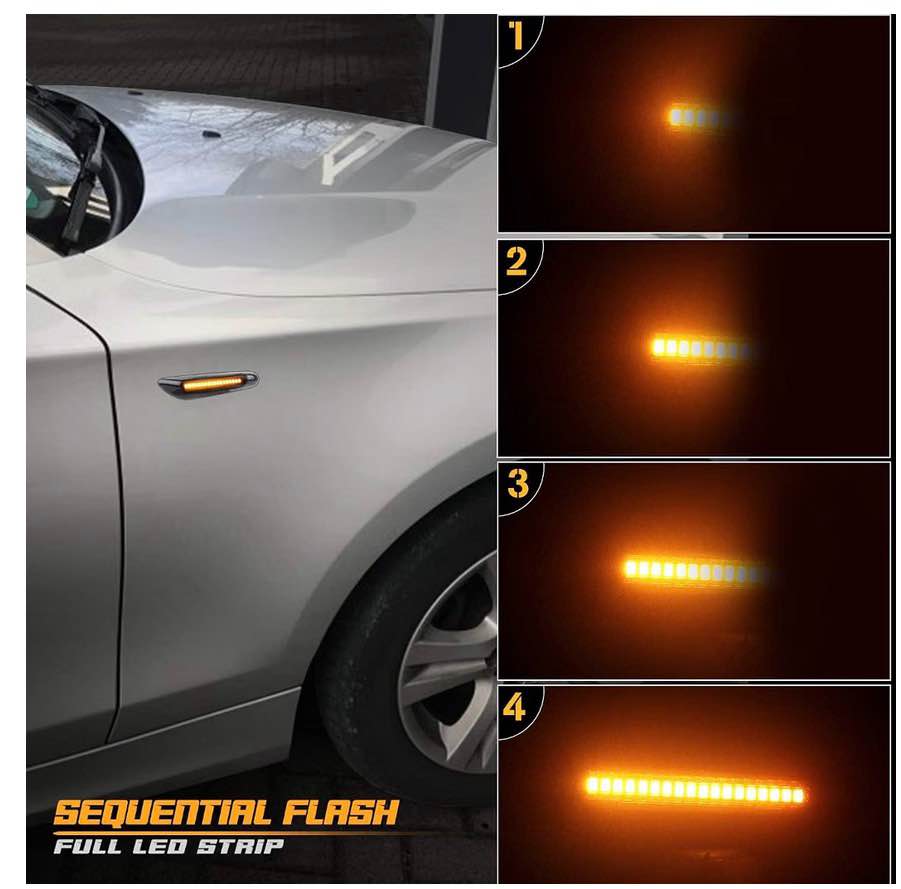 NDRUSH Sequential LED Side Marker Turn Signal Lights Compatible with BMW E90 E91