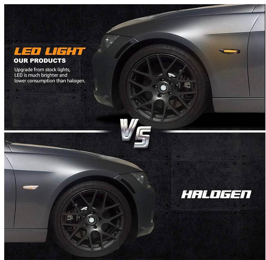 NDRUSH Sequential LED Side Marker Turn Signal Lights Compatible with BMW E90 E91