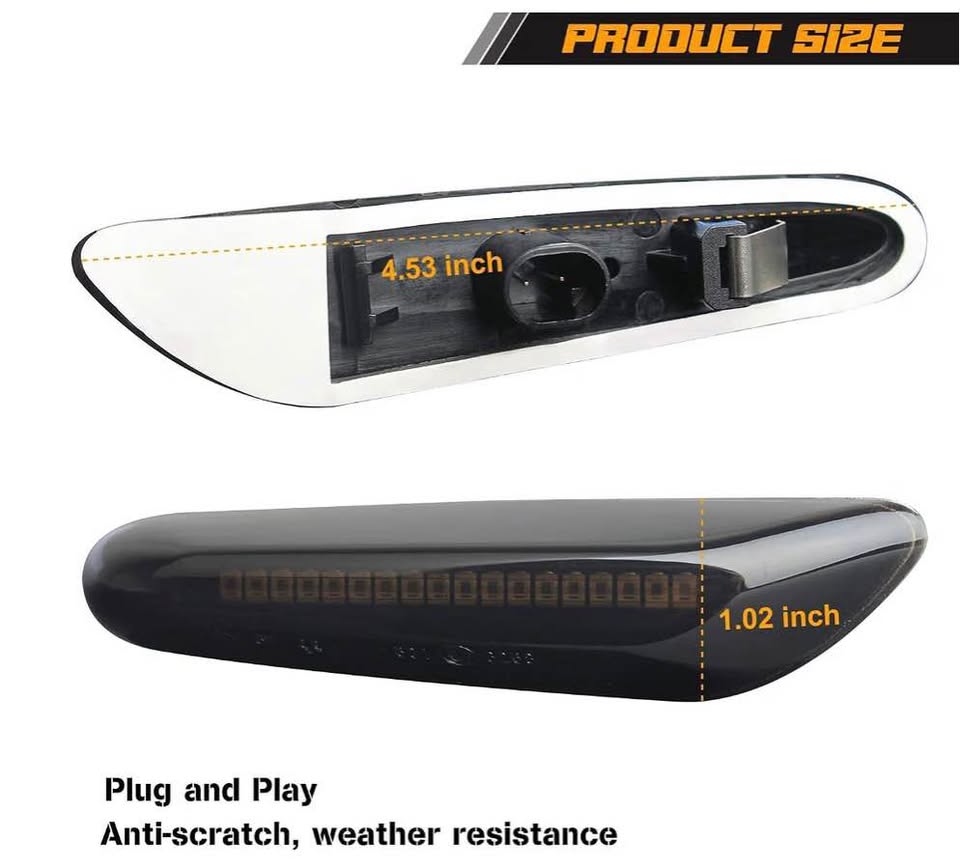 NDRUSH Sequential LED Side Marker Turn Signal Lights Compatible with BMW E90 E91