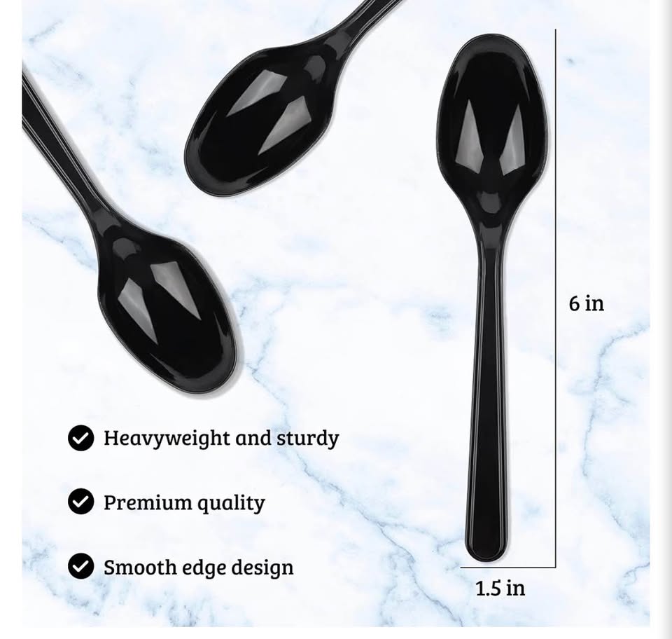 200pack  Black Plastic Spoons