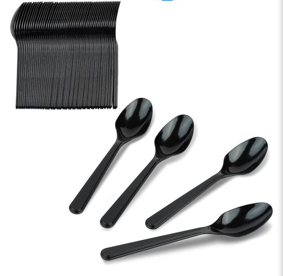 200pack  Black Plastic Spoons