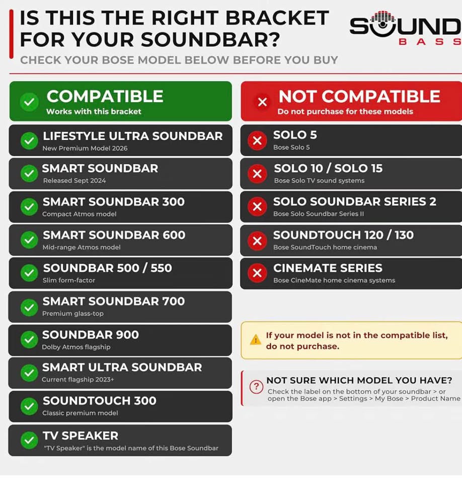 Soundbass Soundbar Wall Mount for Bose Smart