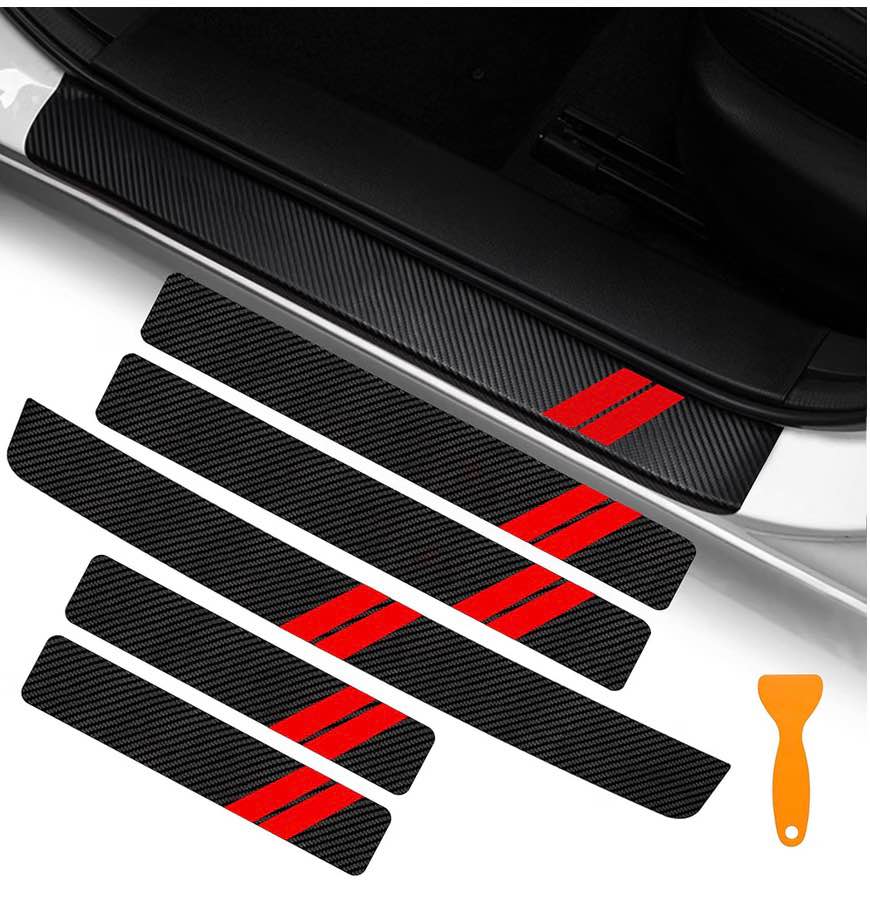 5-Piece Carbon Fiber Style Car Door Sill Protector Set