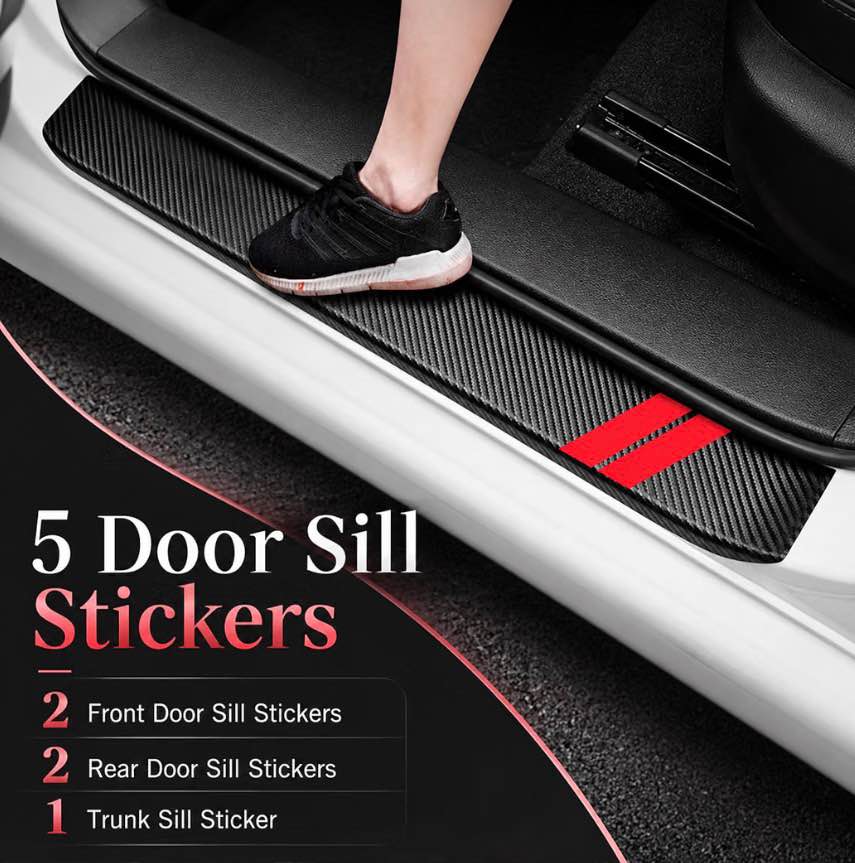 5-Piece Carbon Fiber Style Car Door Sill Protector Set