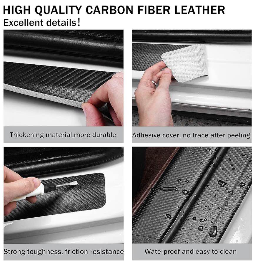 5-Piece Carbon Fiber Style Car Door Sill Protector Set