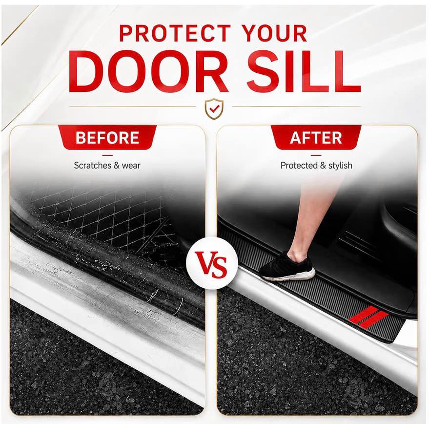 5-Piece Carbon Fiber Style Car Door Sill Protector Set