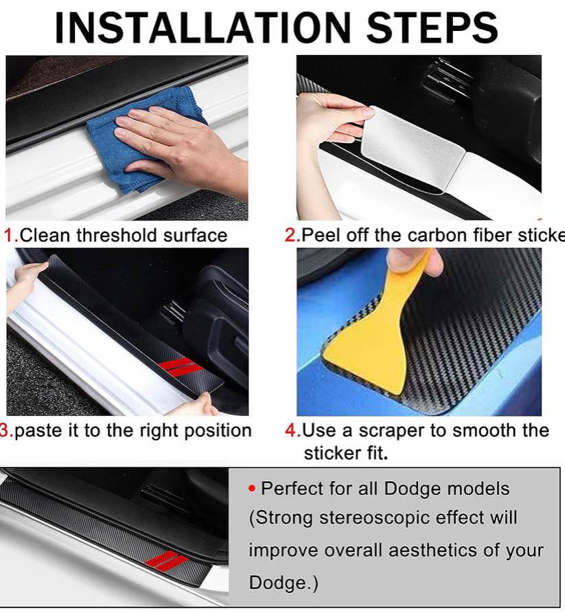 5-Piece Carbon Fiber Style Car Door Sill Protector Set