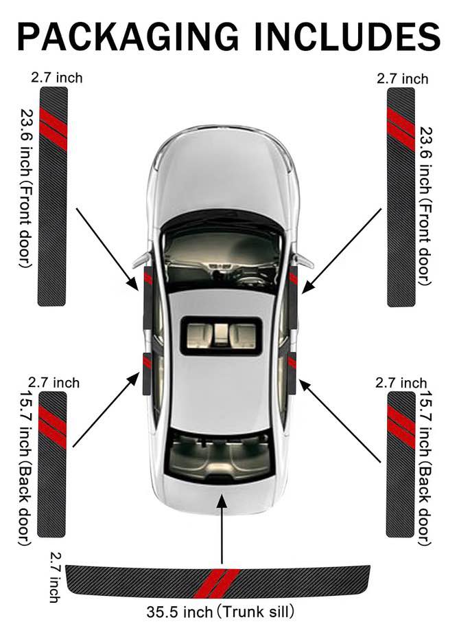 5-Piece Carbon Fiber Style Car Door Sill Protector Set