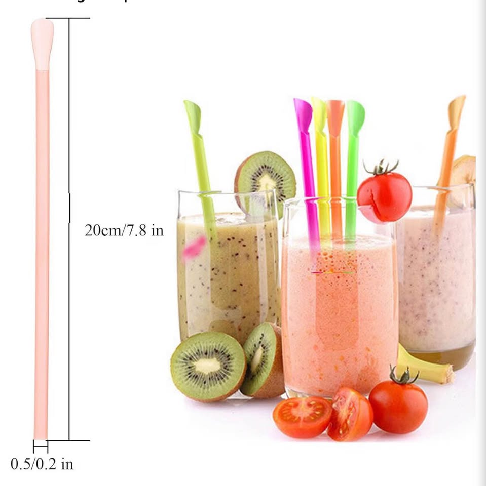 Multicolor Plastic Spoon Straws Pack 200pieces
