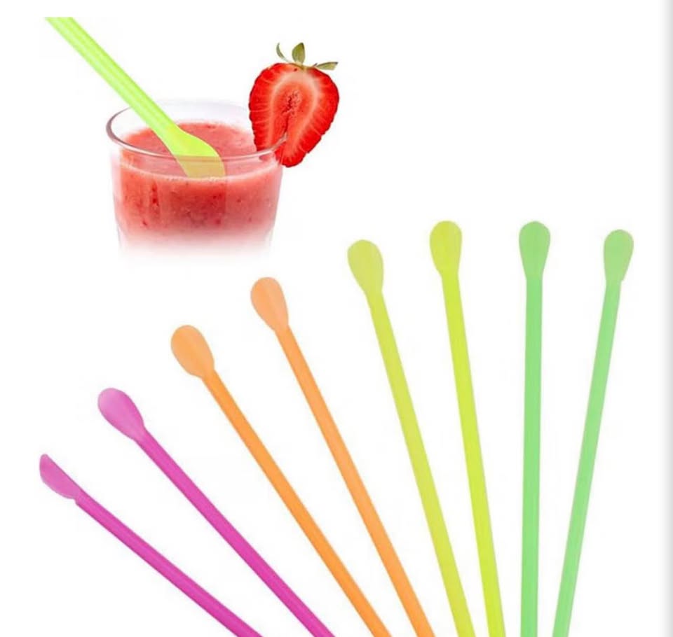 Multicolor Plastic Spoon Straws Pack 200pieces