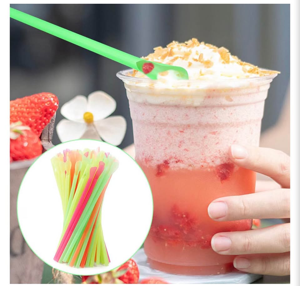Multicolor Plastic Spoon Straws Pack 200pieces