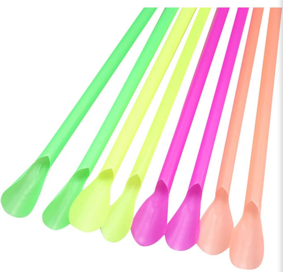 Multicolor Plastic Spoon Straws Pack 200pieces