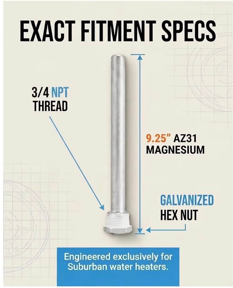 Oneness 369 RV Water Heater Anode Rods - 2-Pack,  - 9.25" x 3/4" NPT - Premium M