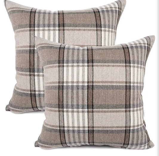 Set of 2 Plaid Pillow Covers 18x18inch