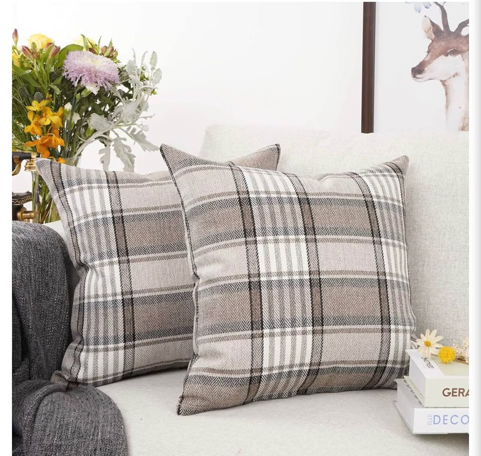 Set of 2 Plaid Pillow Covers 18x18inch