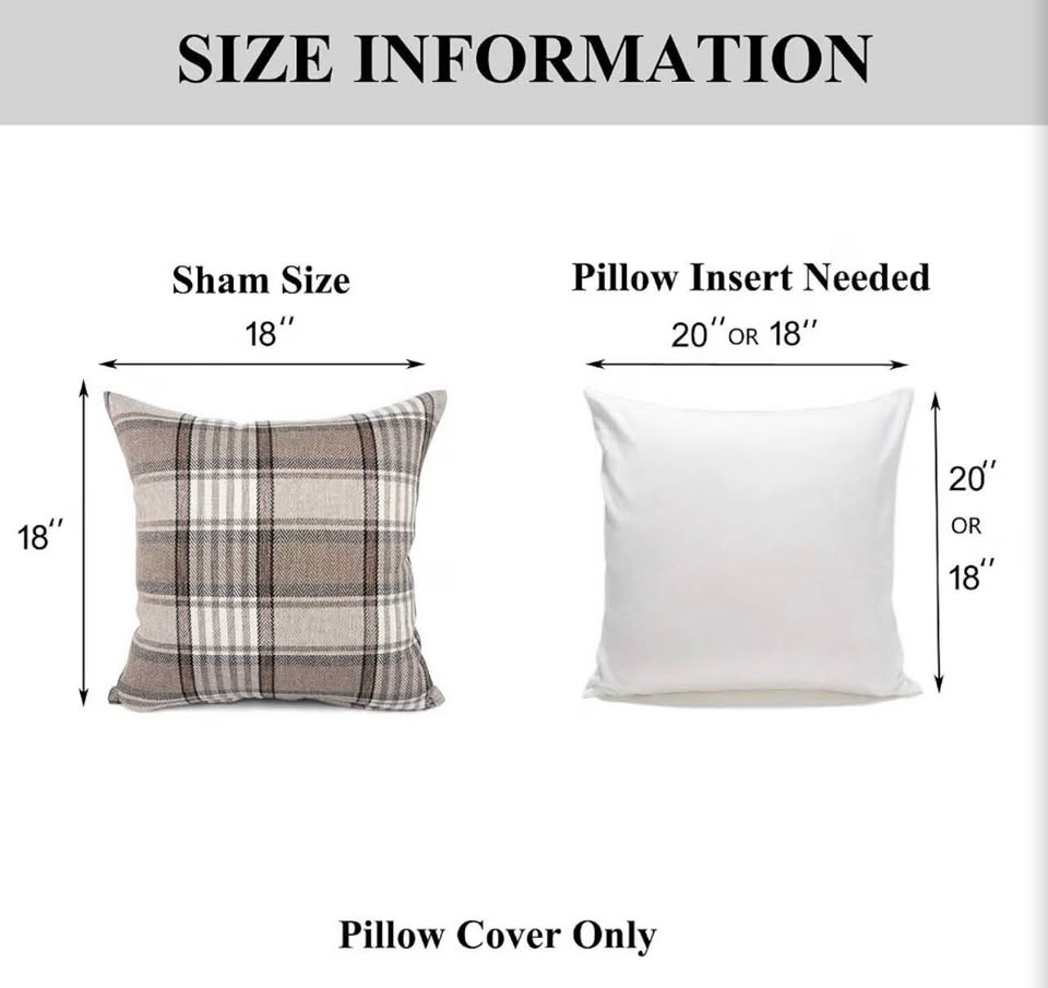 Set of 2 Plaid Pillow Covers 18x18inch