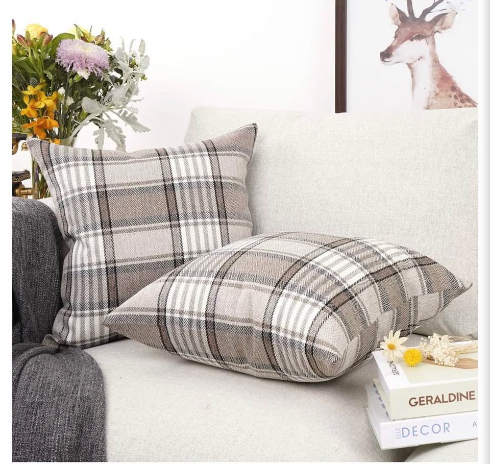 Set of 2 Plaid Pillow Covers 18x18inch