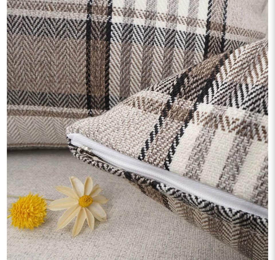 Set of 2 Plaid Pillow Covers 18x18inch
