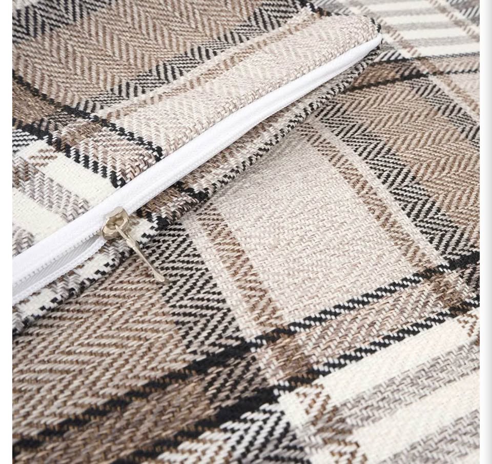 Set of 2 Plaid Pillow Covers 18x18inch