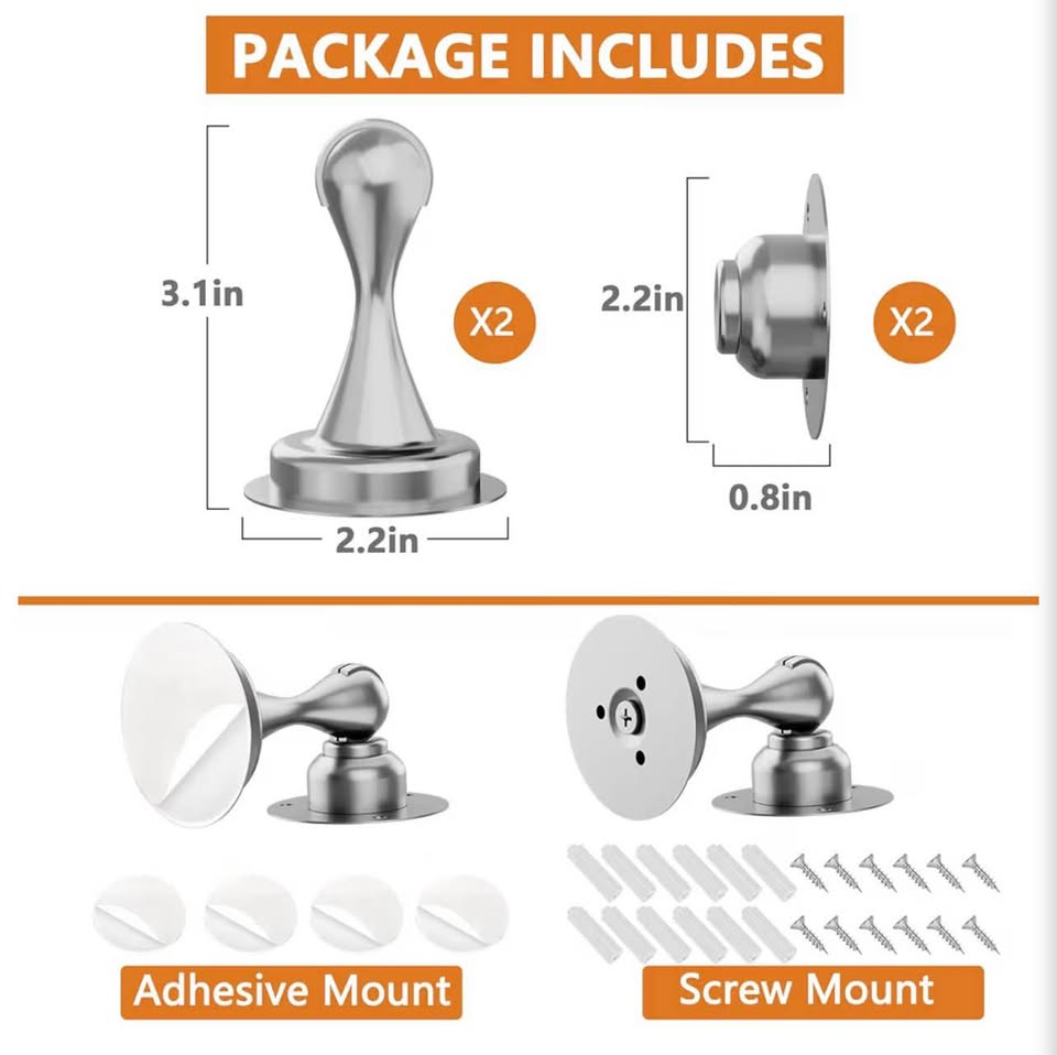Stainless Steel Magnetic Door Stopper 2-Pack