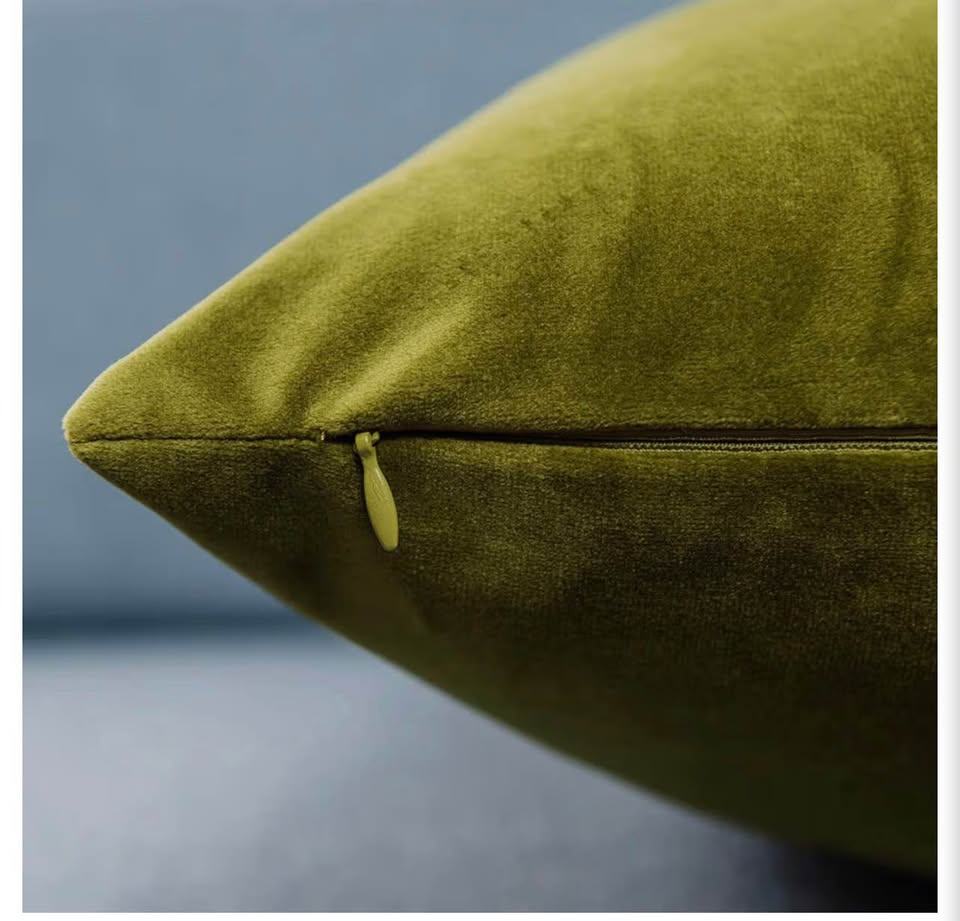 Olive Green Velvet Throw Pillows covers - Set of 2