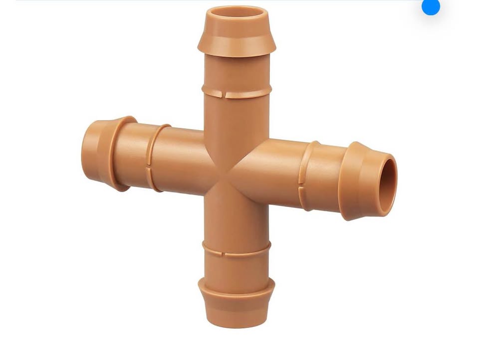 12 Pieces Drip Irrigation Barbed Cross Fittings： 1/2 Inch Drip Line 4 Way Connec
