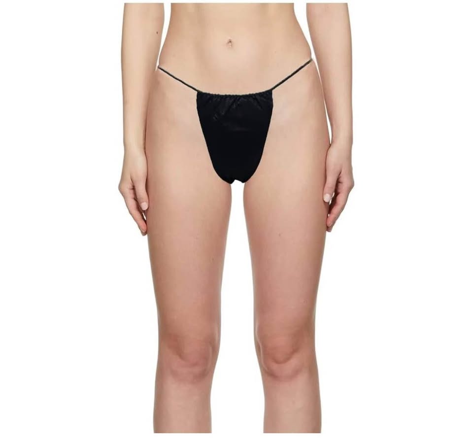 Pack of 100 Disposable Thong Panties Spray Tanning Wraps, Black, One Size