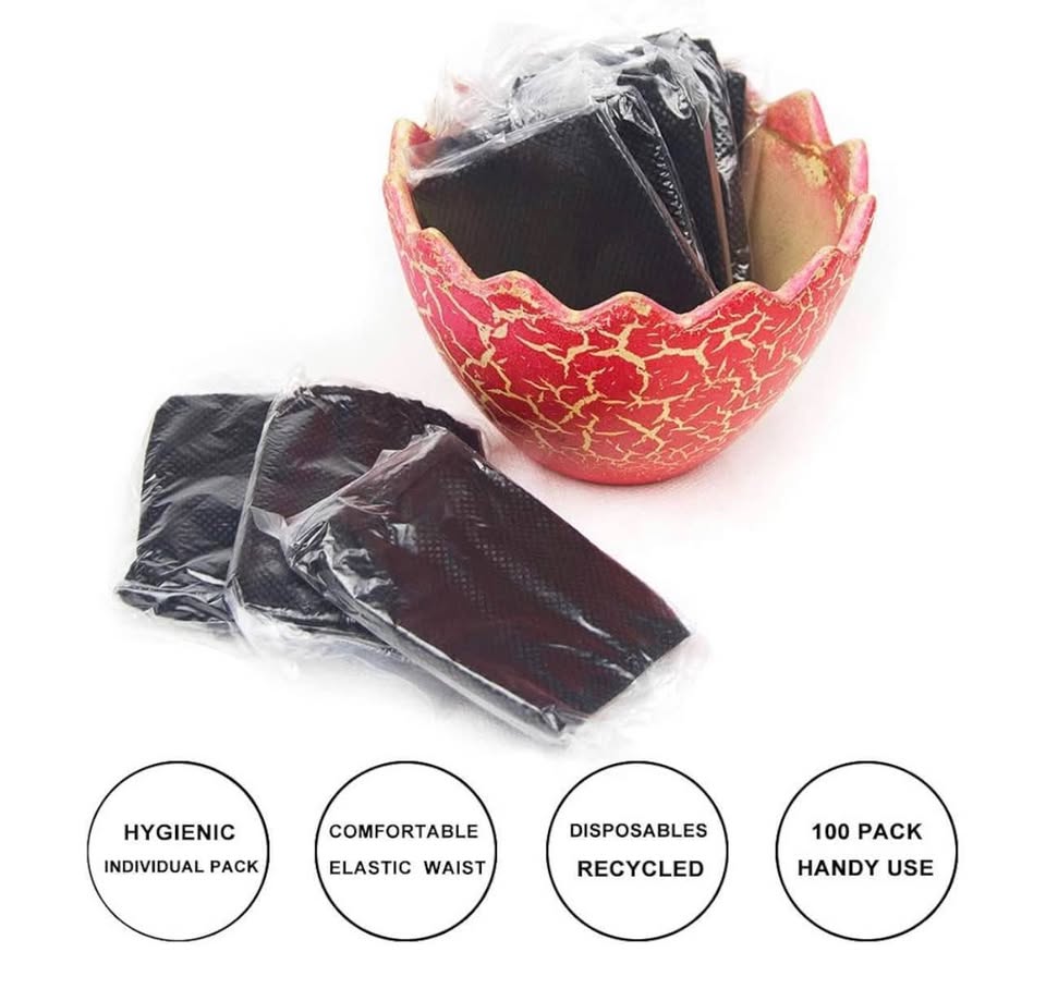 Pack of 100 Disposable Thong Panties Spray Tanning Wraps, Black, One Size