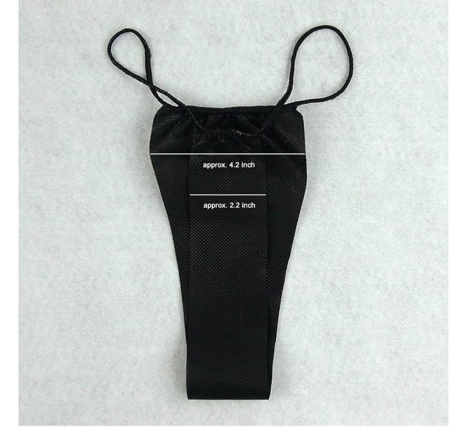 Pack of 100 Disposable Thong Panties Spray Tanning Wraps, Black, One Size