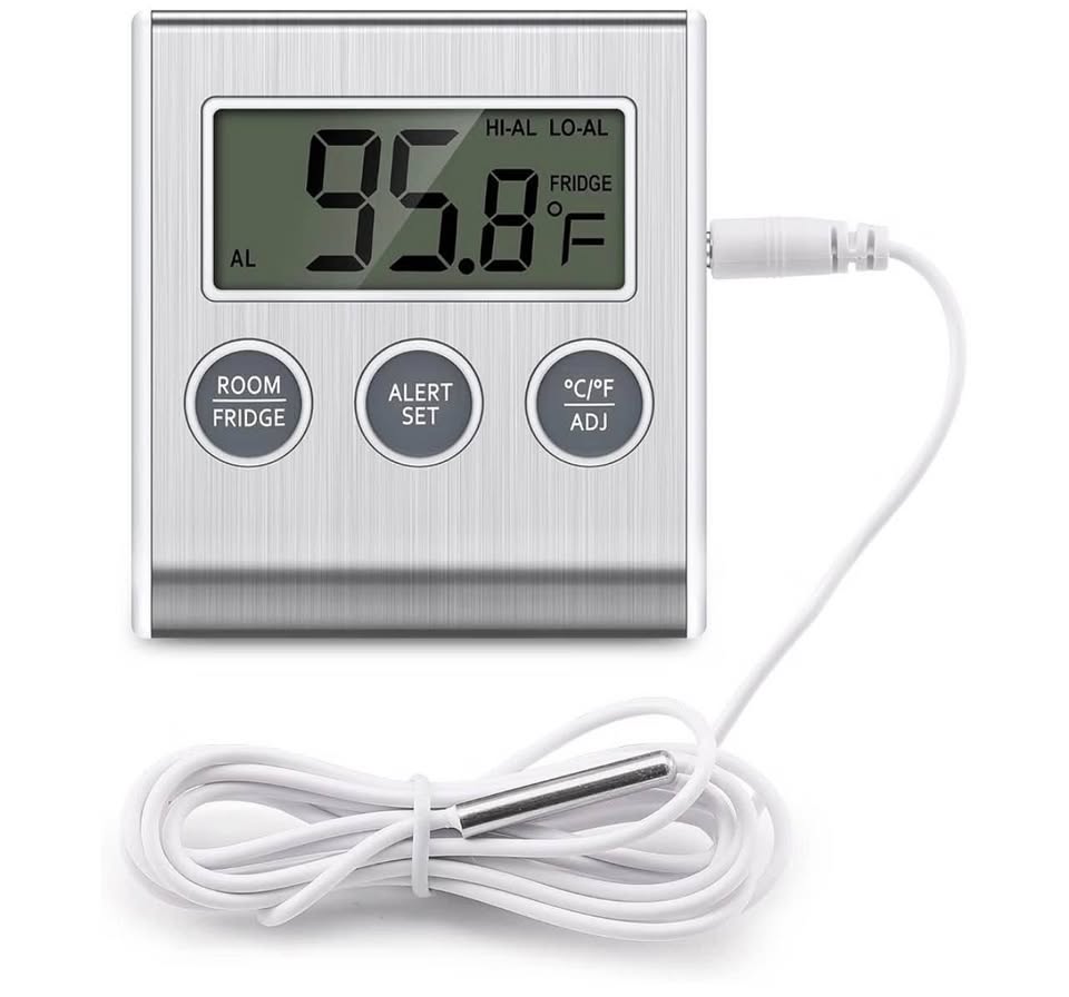 Digital Refrigerator and Freezer Thermometer with Alarm