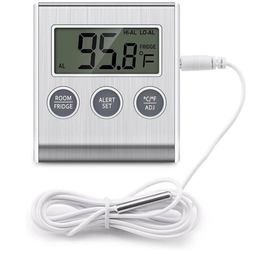 Digital Refrigerator and Freezer Thermometer with Alarm
