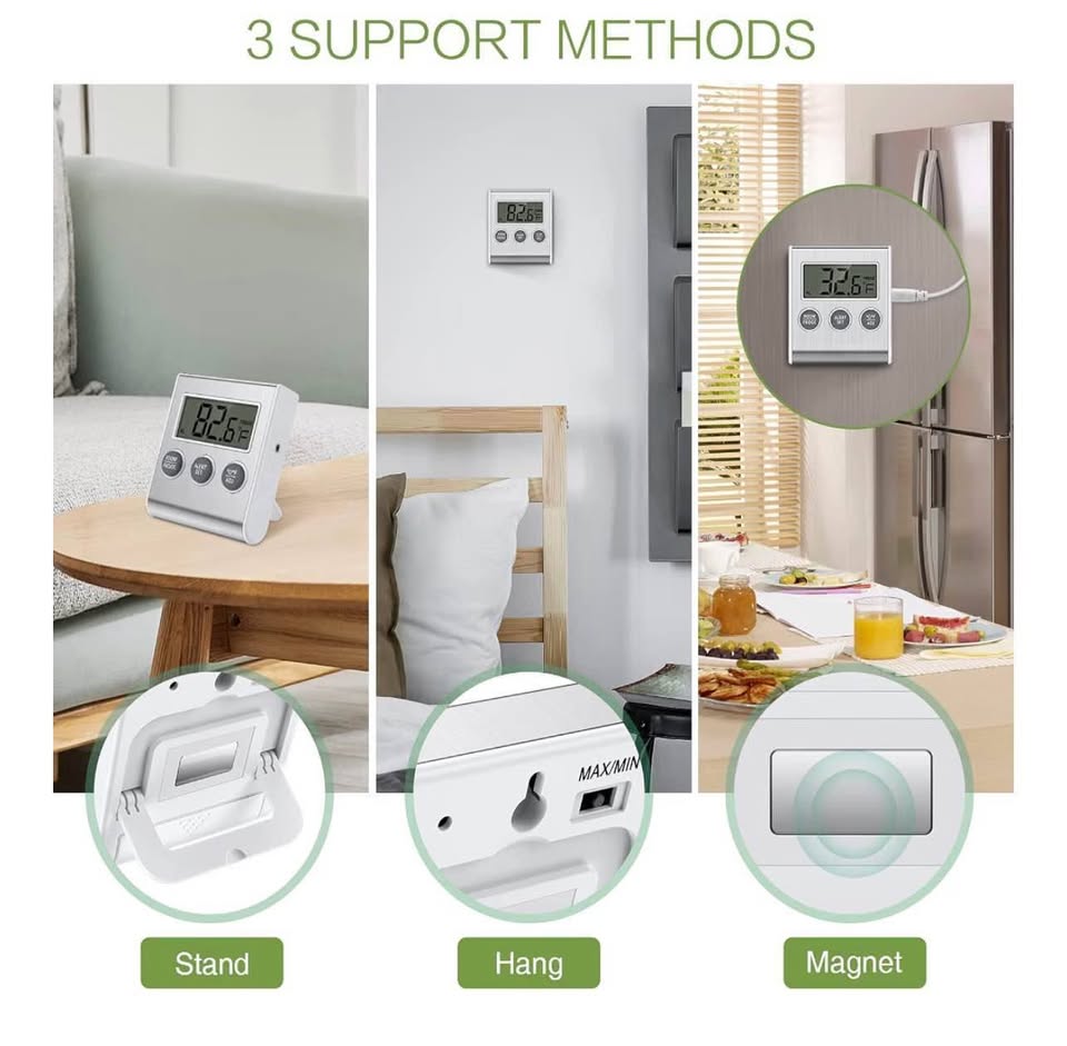 Digital Refrigerator and Freezer Thermometer with Alarm